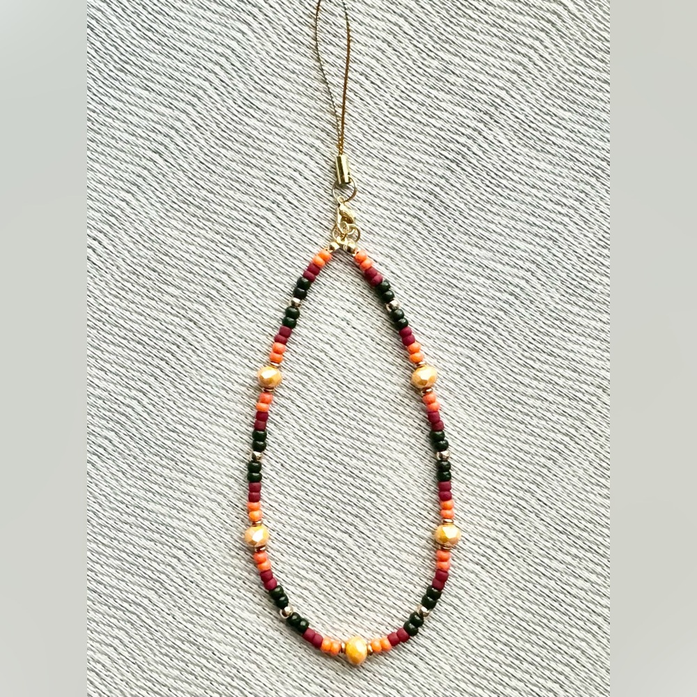 Handmade Phone Strap with Holiday Fall Theme Beads Phone Accessories